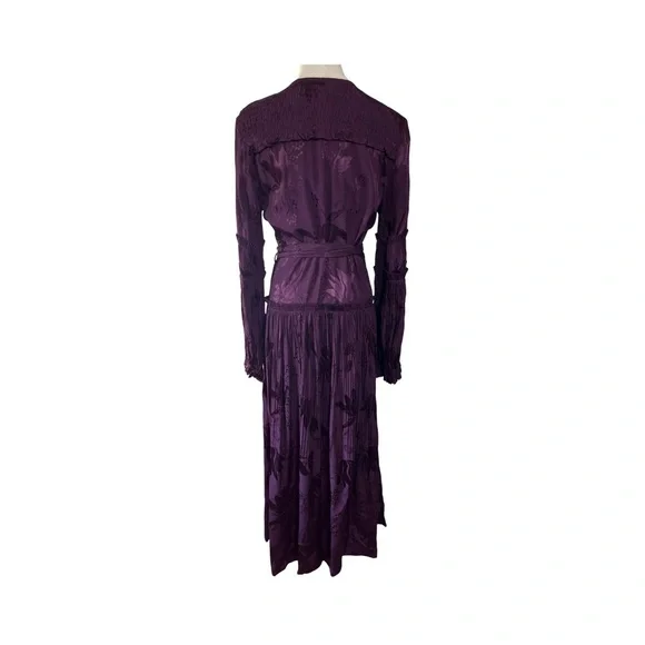 NWT Anthropologie Wrap Dress Eggplant Purple Color Women’s Sizes Med And Small - Picture 4 of 11